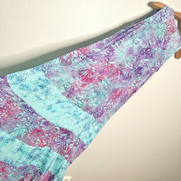 Soft Surroundings Sleeveless Blue Purple Tropical Maxi Dress women’s size medium - Picture 9 of 11